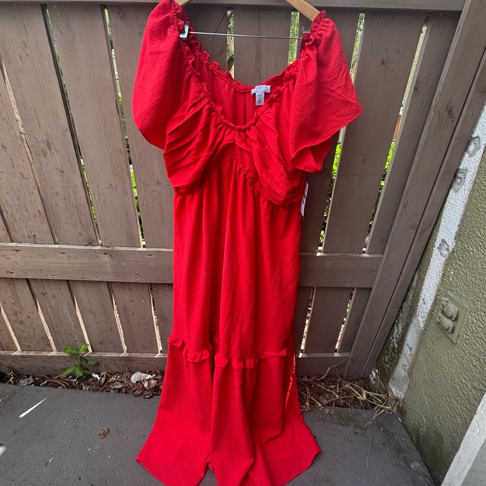 🎉NWT🎉 Red Ruffled Maxi Dress - Picture 5 of 16